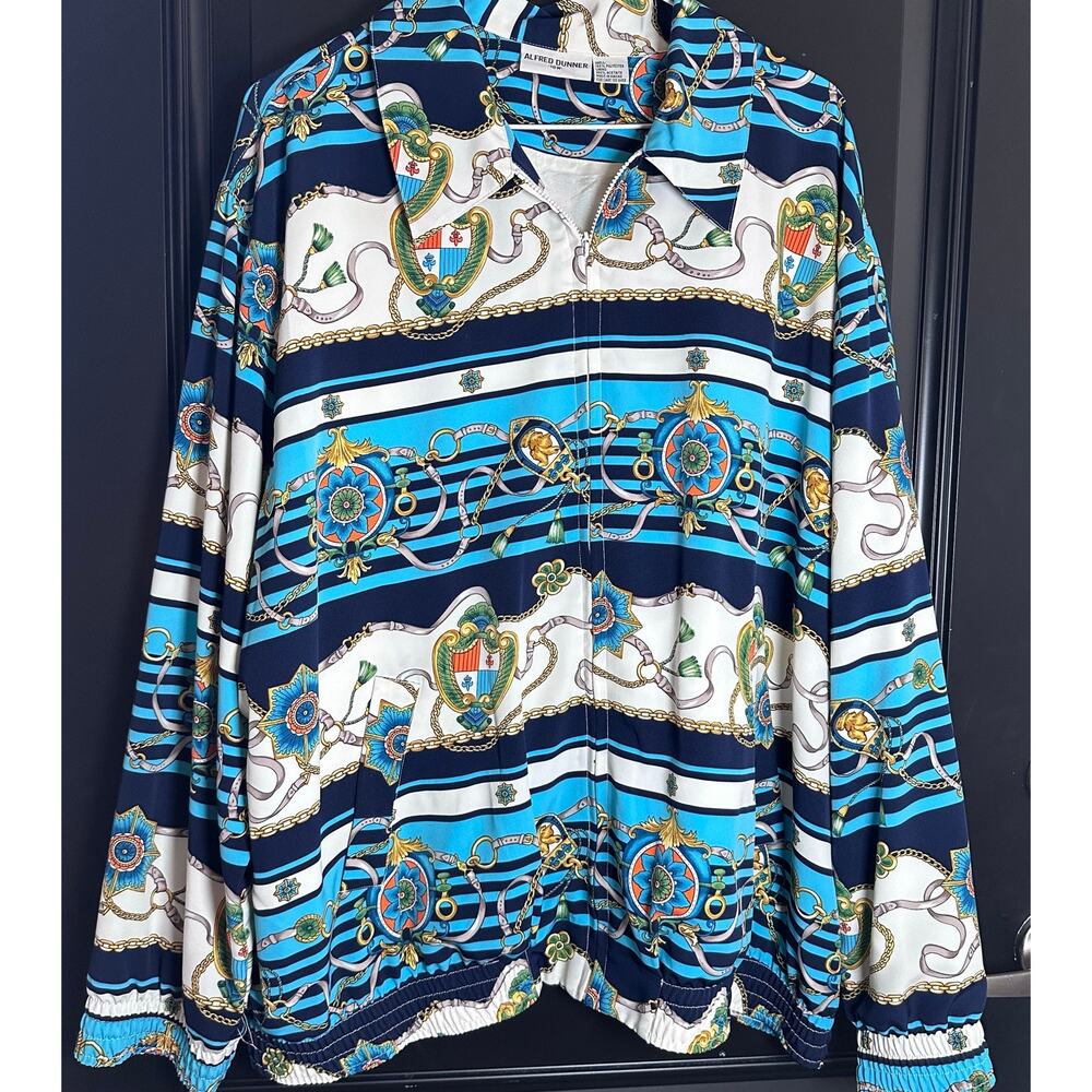 🌻VTG 90s Baroque Style All Over Print Alfred Dunner Windbreaker Jacket Size 18